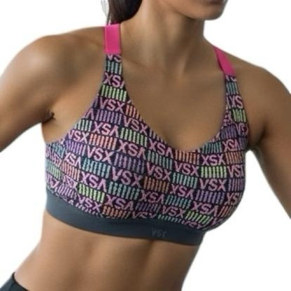 VSX SPORT multicolored adult/teen bra crop top sports bra athletic size 32C NWOT